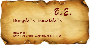 Benyák Euszták névjegykártya